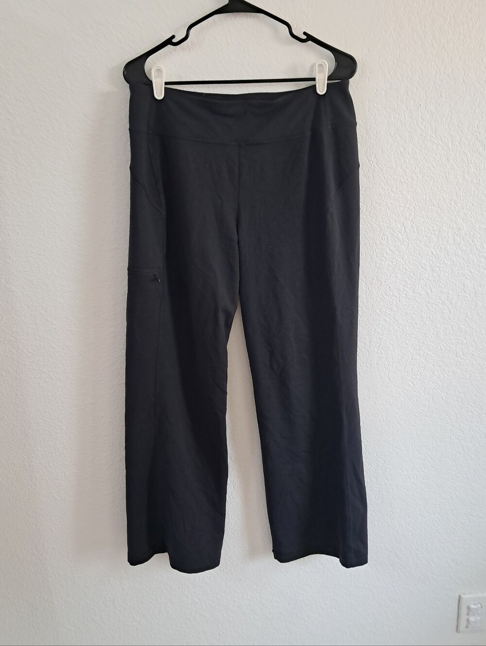 Duluth Trading NoGA Yoga Pants Women's Md Black Wide Leg Zip Pocket Stretch